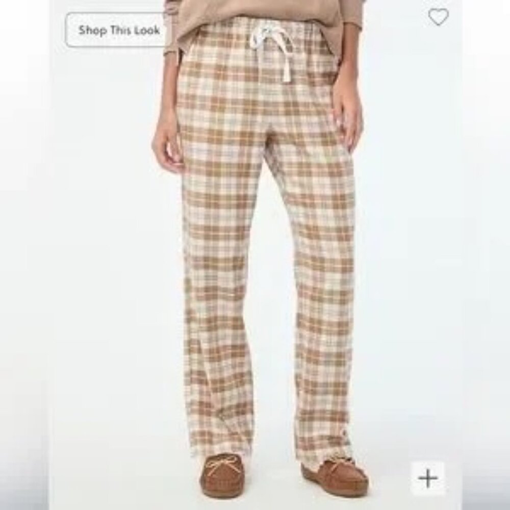 J crew camel ivory Flannel pajama pant